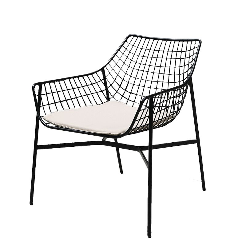 Modern Dining Side Chair Iron Removable Cushion Outdoor Bistro Chairs