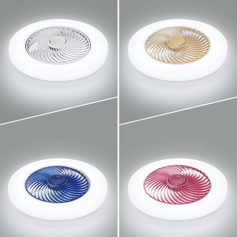 Round Flush Mount Ceiling Fan Light Minimalist Bedroom Living Room Ceiling Mount Light