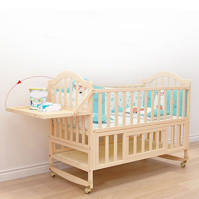 3-in-1 Convertible Crib in Natural Modern Solid Wood Nursery Bed