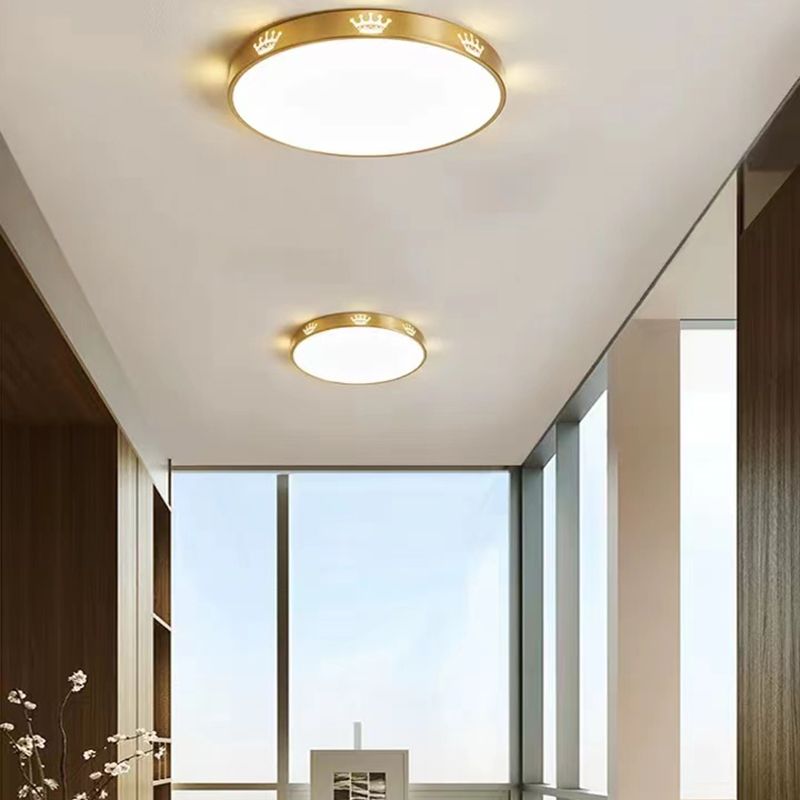 Modern Flush Mount Light Fixtures 1 Light Flush Mount Ceiling Light in Gold Finish