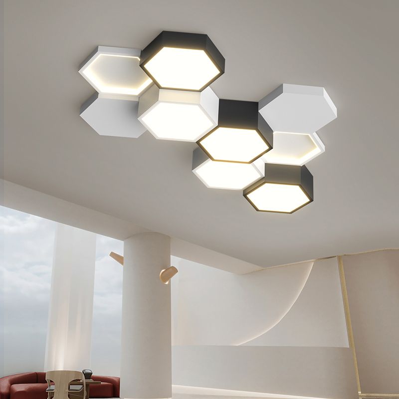 Modern Simple Style Iron Ceiling Light Hexagon Shape LED Ceiling Lamp for Bedroom