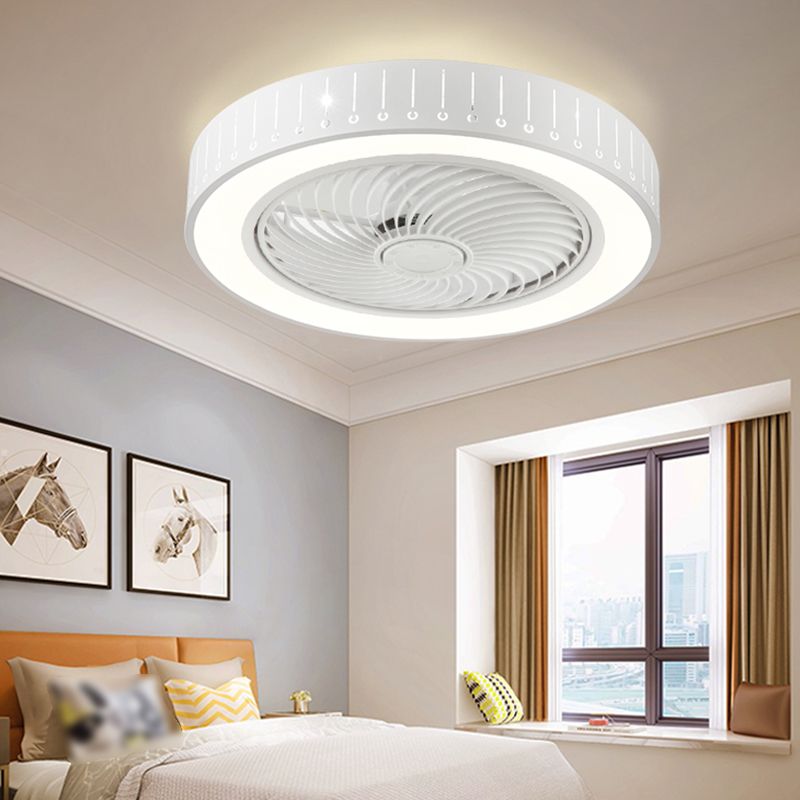 Round Metal Ceiling Fan Lamp Modern Style LED Ceiling Flush Mount