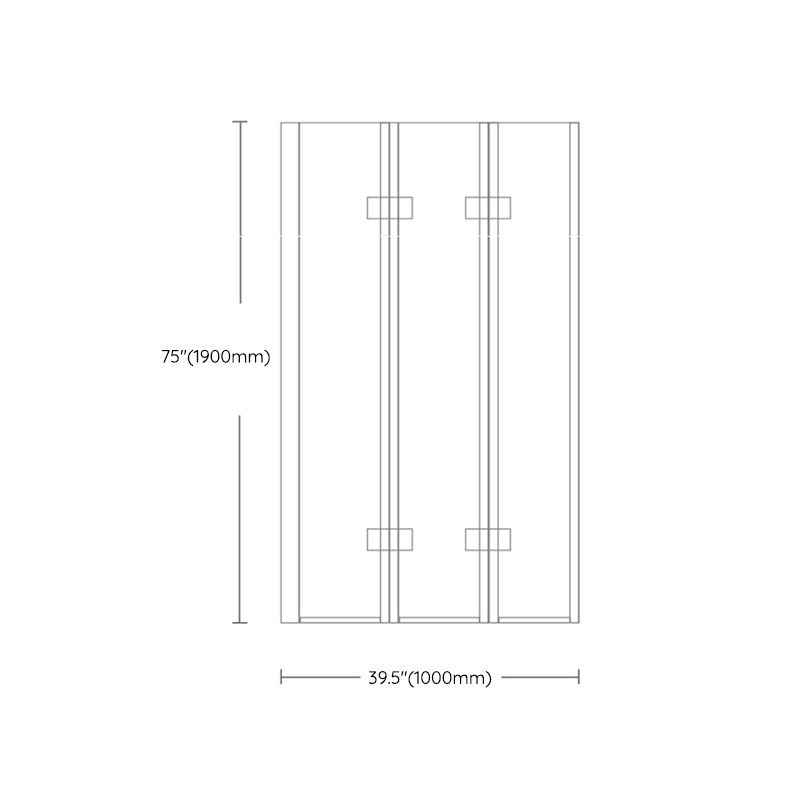 Silver Tempered Glass Folding Hinge Frameless Shower Bath Door