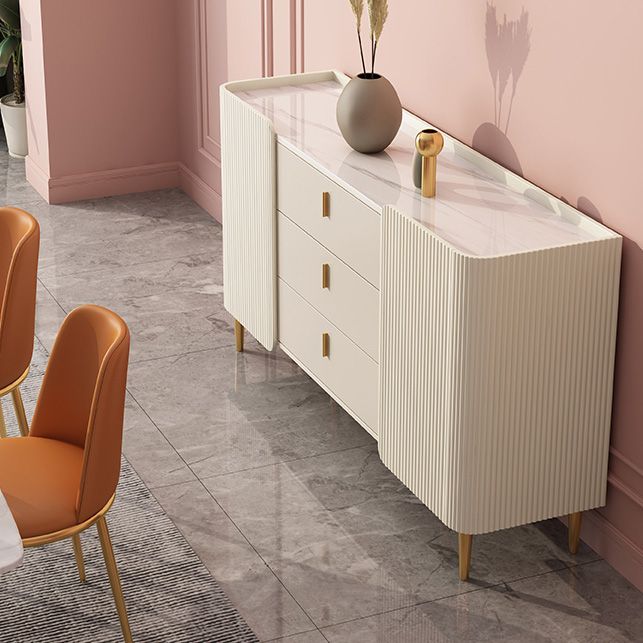 Glam Style Credenza Wood Side Board with Cabinet and Drawers