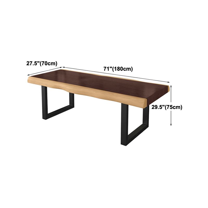 Modern Style Office Desk Solid Wood Writing Desk with Metal Base