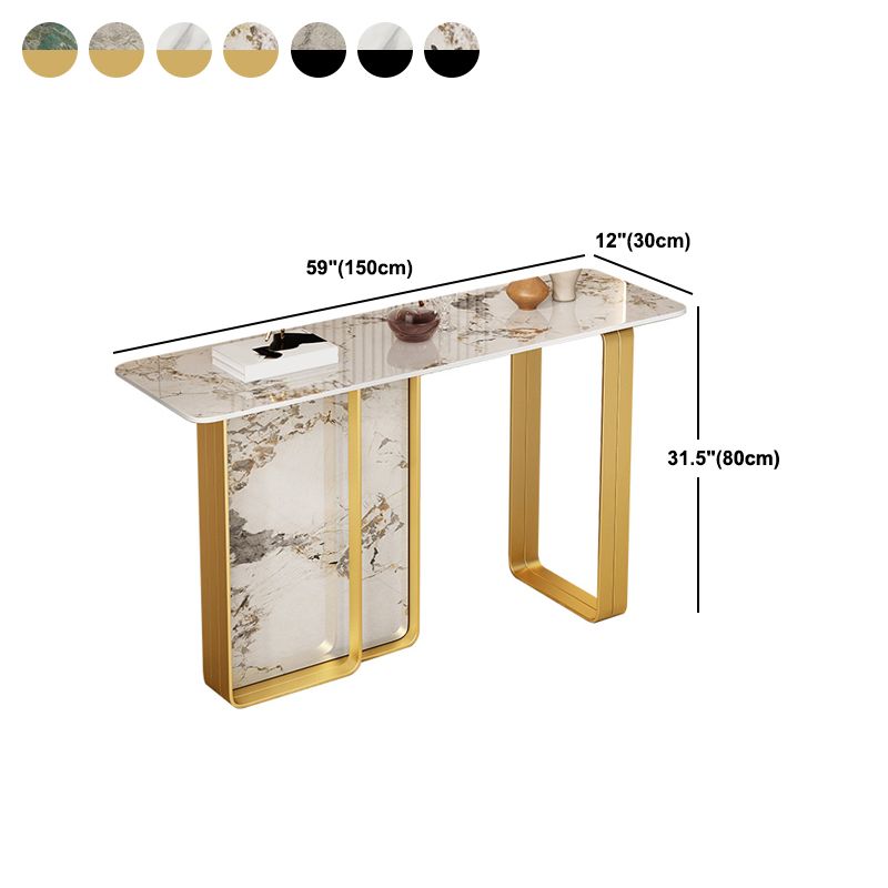 11 Inch Wide Glam Accent Table Stone Rectangle Console Accent Table