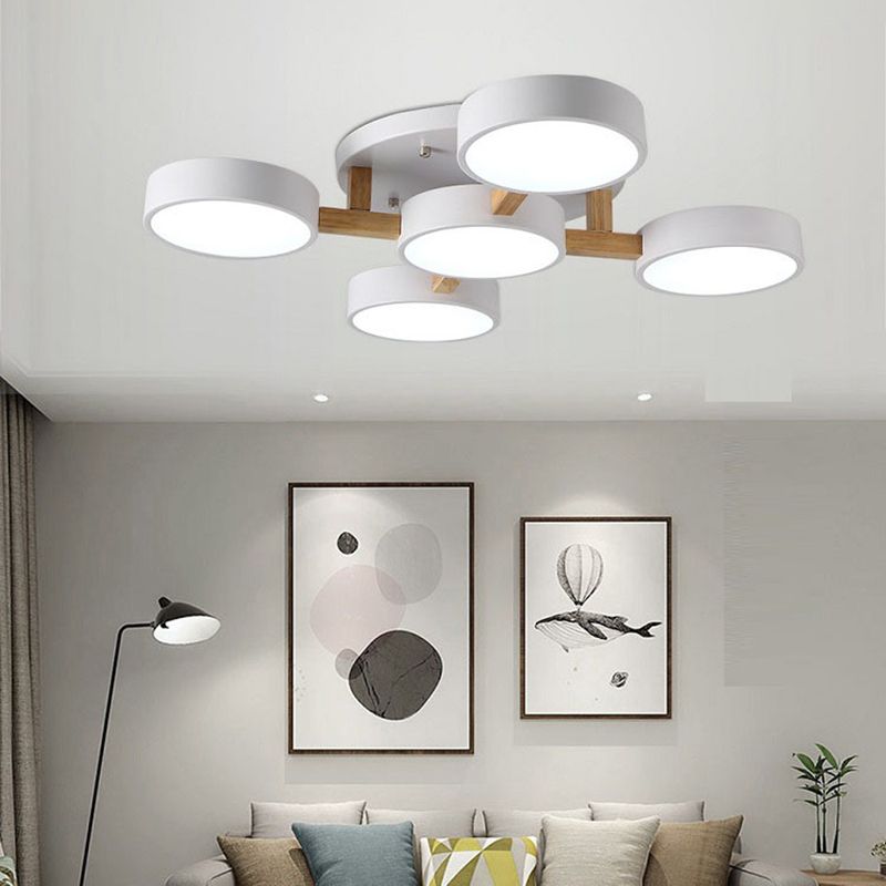 Nordic Molecular Semi Mount Lighting Metallic 5-Light Living Room Ceiling Light