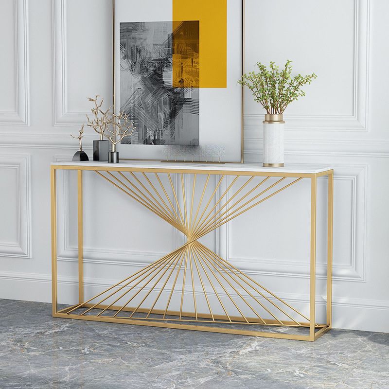 Glam Marble Rectangle Console Table Ironcraft Frame Accent Table