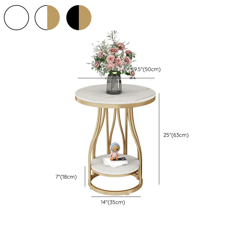 19.7" Wide Metal Frame Side Table with Shelf Round Sofa Side Accent Table