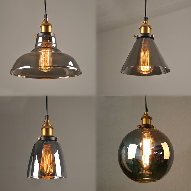 Classic Industrial Style Pendant Light Glass 1 Light Pendant Light Kit