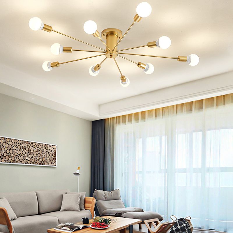 Modern Flush Mount Ceiling Light Golden Metal Lighting for Home