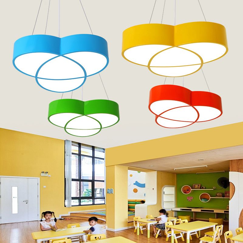 Flower Shape Pendant Light Creative Metal & Acrylic Pendant Lamp for Nursing Room