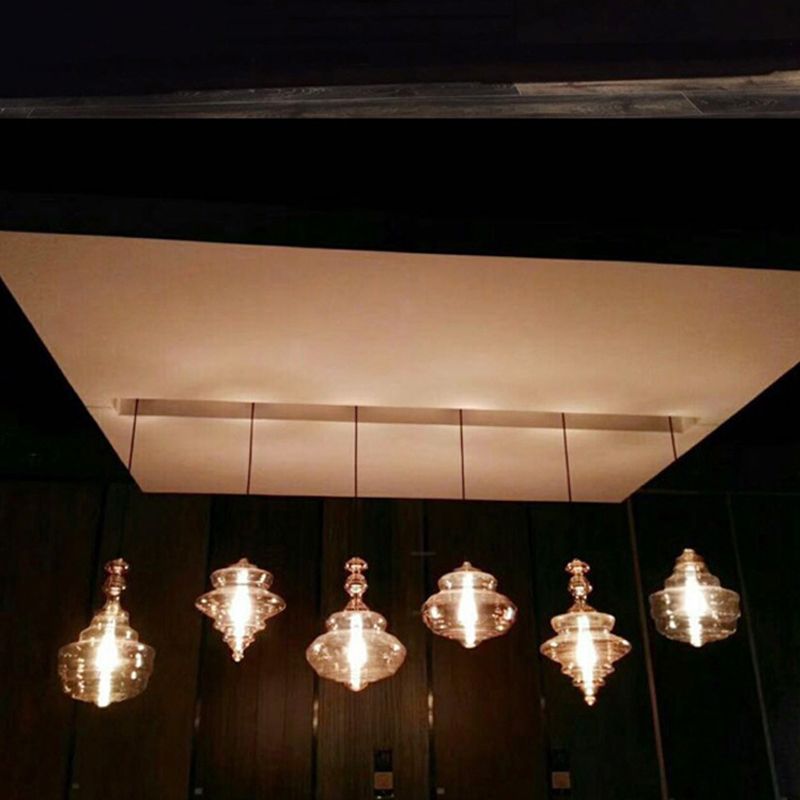 1 Light Spool Ceiling Light Modern Simple Ribbed Glass Hanging Pendant Lights for Restaurant