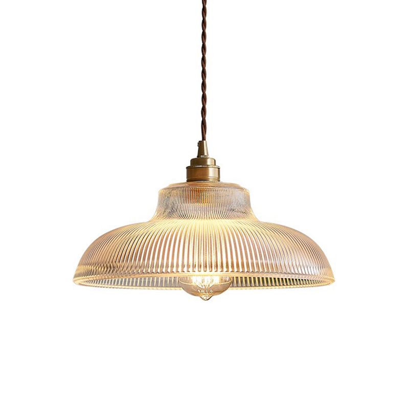 Retro Industrial 1 Light Pendant Prismatic Clear Glass Dome Pendant Lamp for Living Room