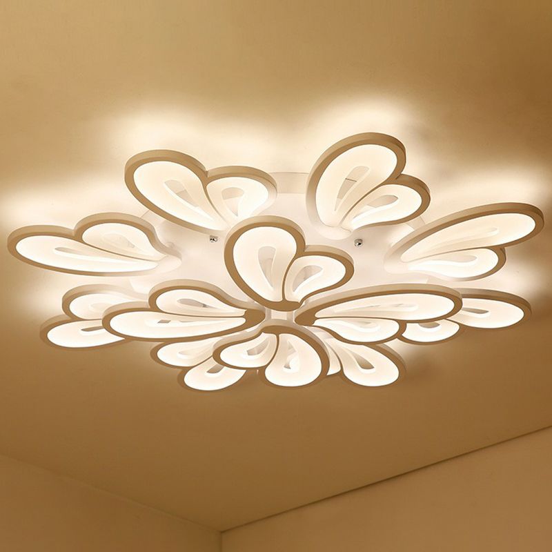 Acrylic Butterfly Flush Mount Light Contemporary White LED Semi Flush Ceiling Light