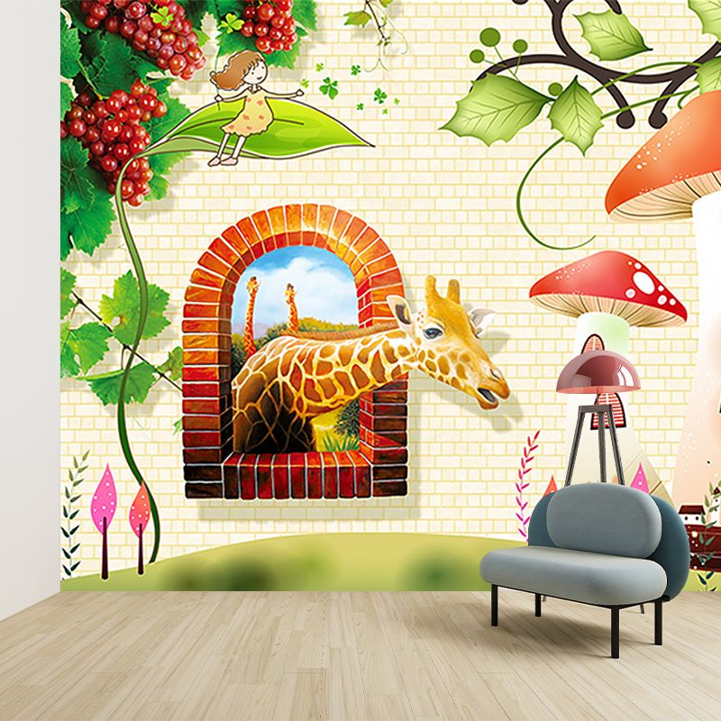 Colorful Cartoon Wall Paper Murals Extra Large Wonderland Wall Art for Kids Room