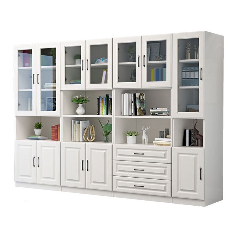 White Engineered Wood Shelf Bookcase Vertical Bookshelf for Office