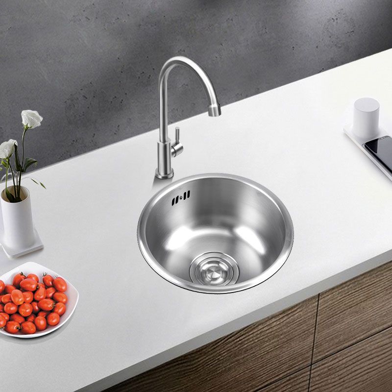 Round Stainless Steel Kitchen Sink with Drain Assembly Drop-In Sink