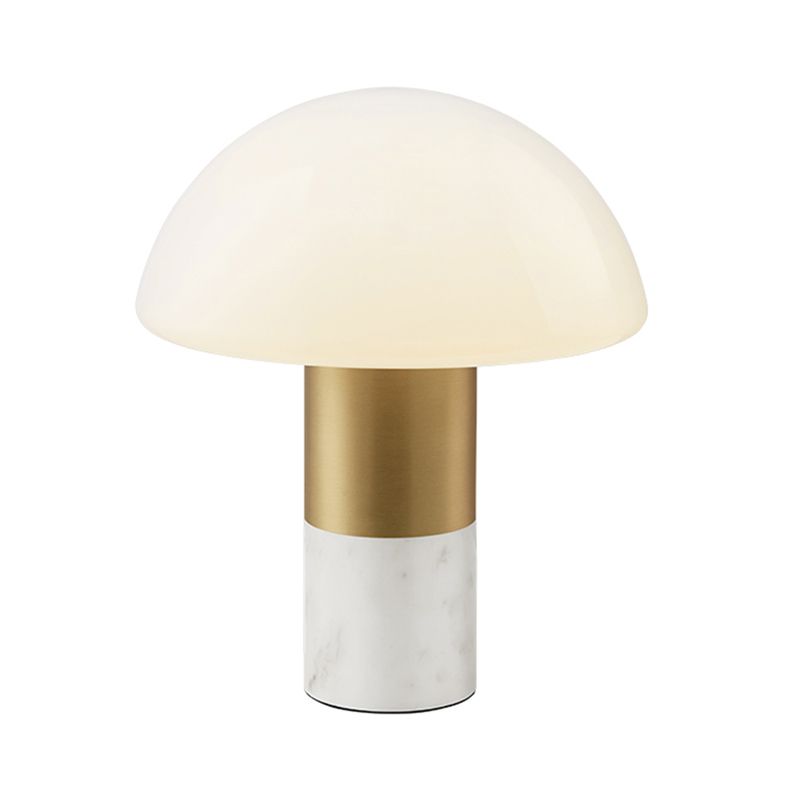 Contemporary 1 Head Table Light White/Green Dome Small Desk Lamp with Milky Glass Shade