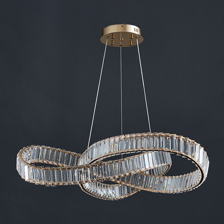 Luxe de luxe léger lustre luminaire linéaire cristallin de suspension cristalline