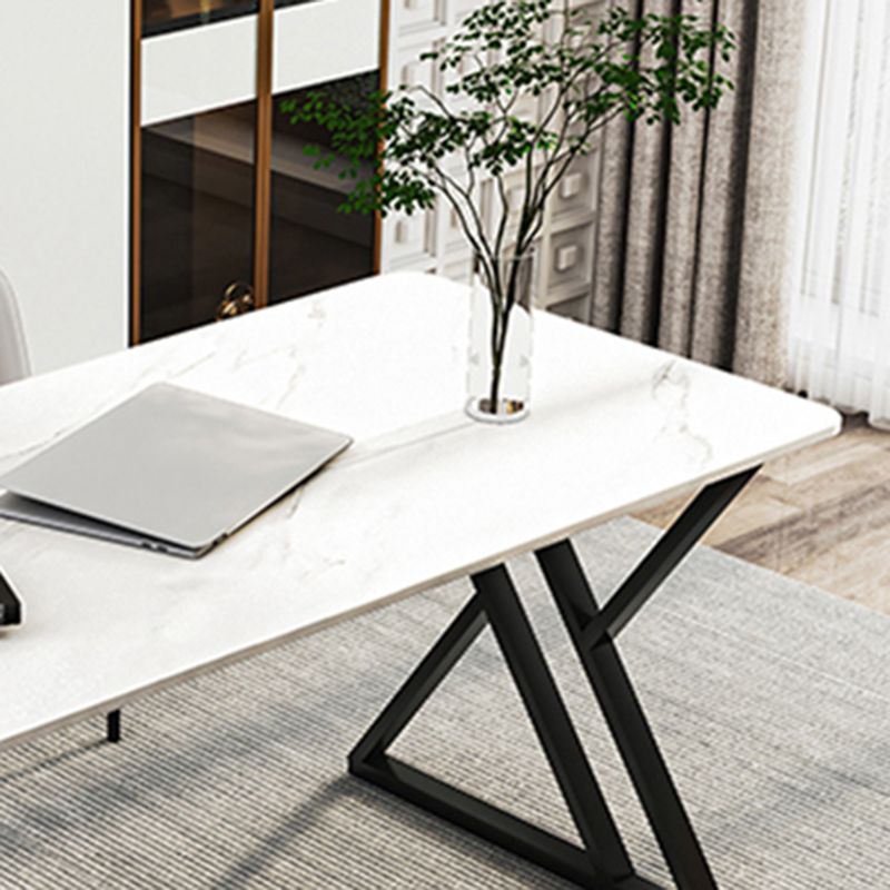 Rectangular Shaped Slate Computer Desk White Writing Desk for Home