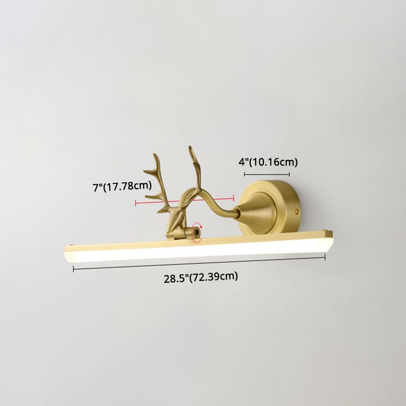 Copper LED Linear Wall Sconce in Modern Luxury Style Acrylic Wall Light with Antler Decoration