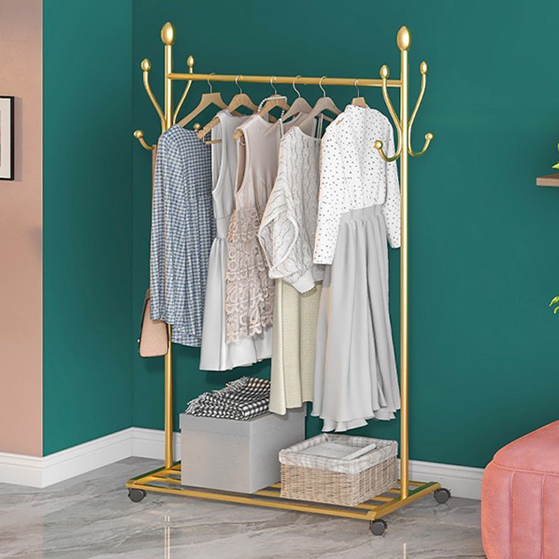 Modern Hall Stand with Hooks and Castors Storage Shelf Coat Hanger