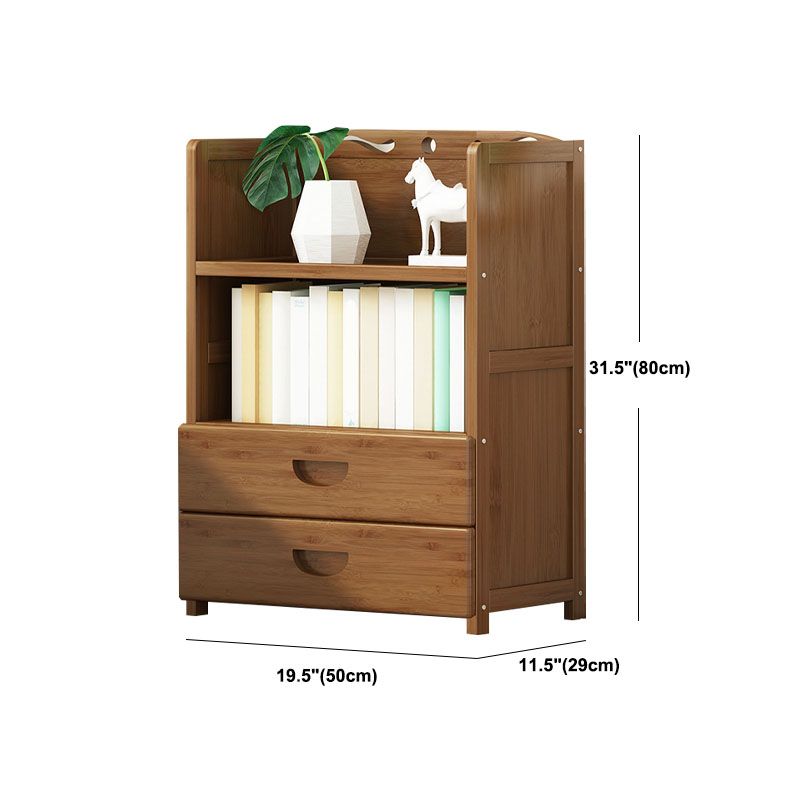 Modern Bamboo Shelf Bookcase Brown Closed Back Book Shelf for Study Room