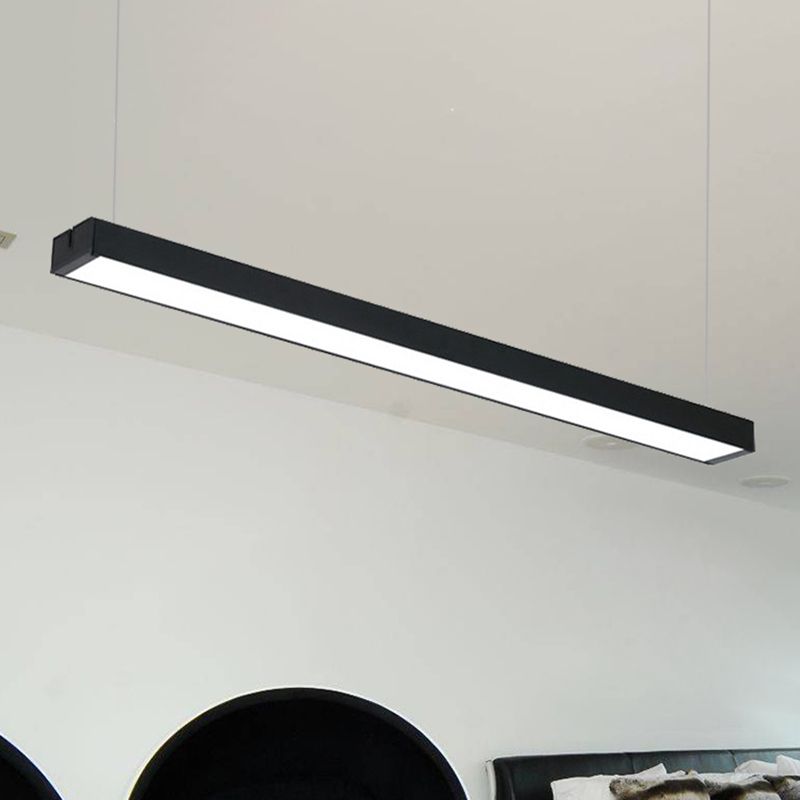 Rechteckige hängende Lampe moderne Metall LED 23,5 "/35,5"/47 "Weitschwarz/Silber Deckenleuchte für Schlafzimmer