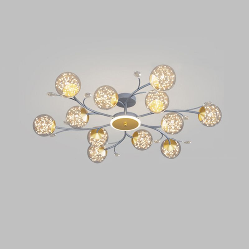 Blue Sputnik Flush Mount Ceiling Light Modern Glass Flush Light for Living Room