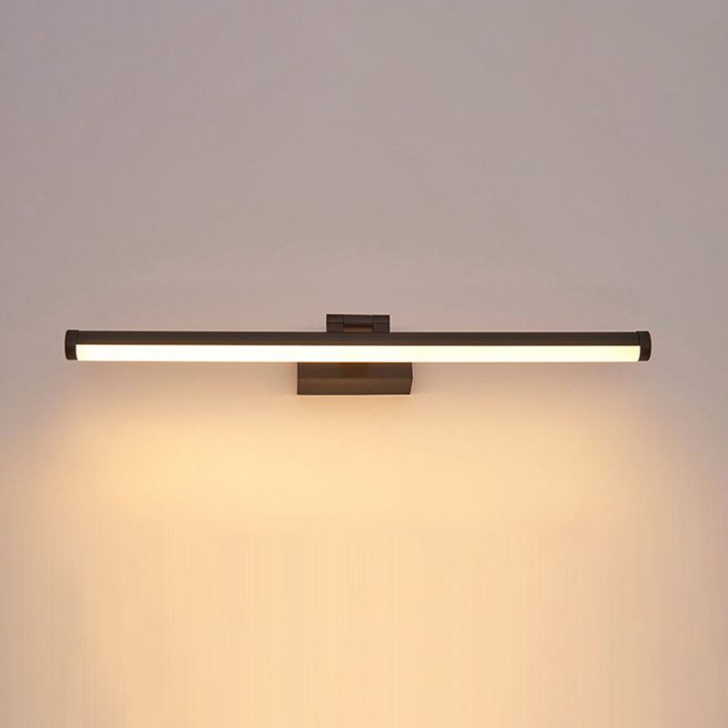 Modern Linear Wall Light Fixture Metal Single Light LED Mirror Light for Bathroom in Black