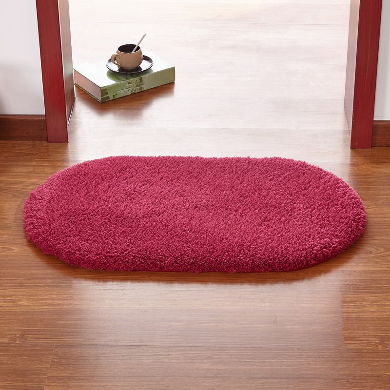 Multicolor Front Door Rug Casual Plain Carpet Faux Wool Anti-Slip Backing Handmade Rug