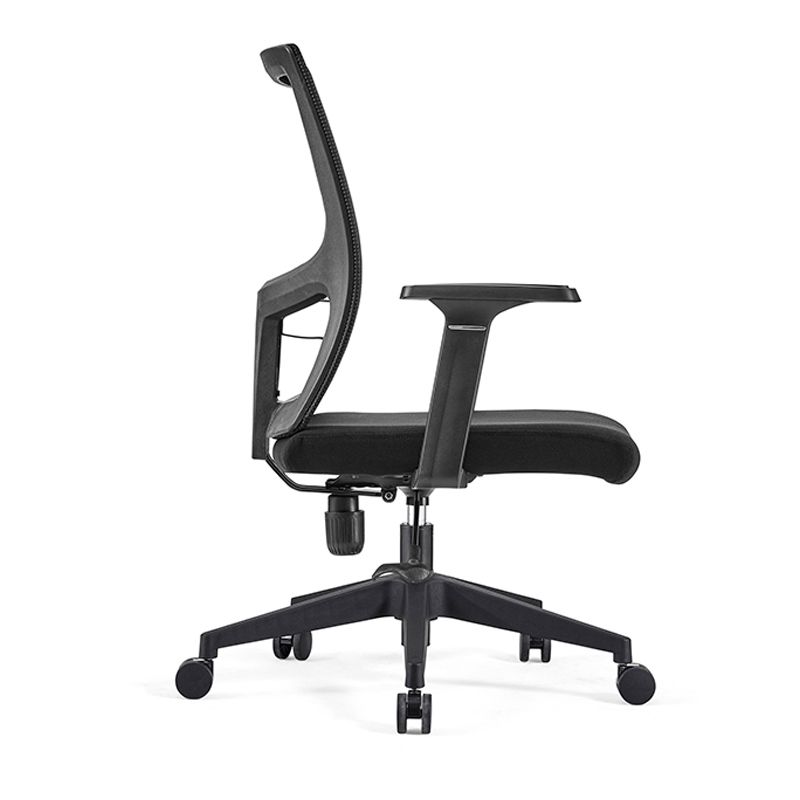 Modern Mid-Back Arm Chair Black Task Microfiber Office Chair