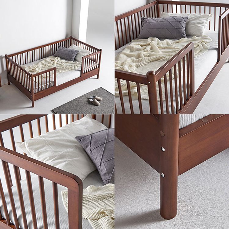 Farmhouse Solid Wood Nursery Crib with Guardrail 33.46" High