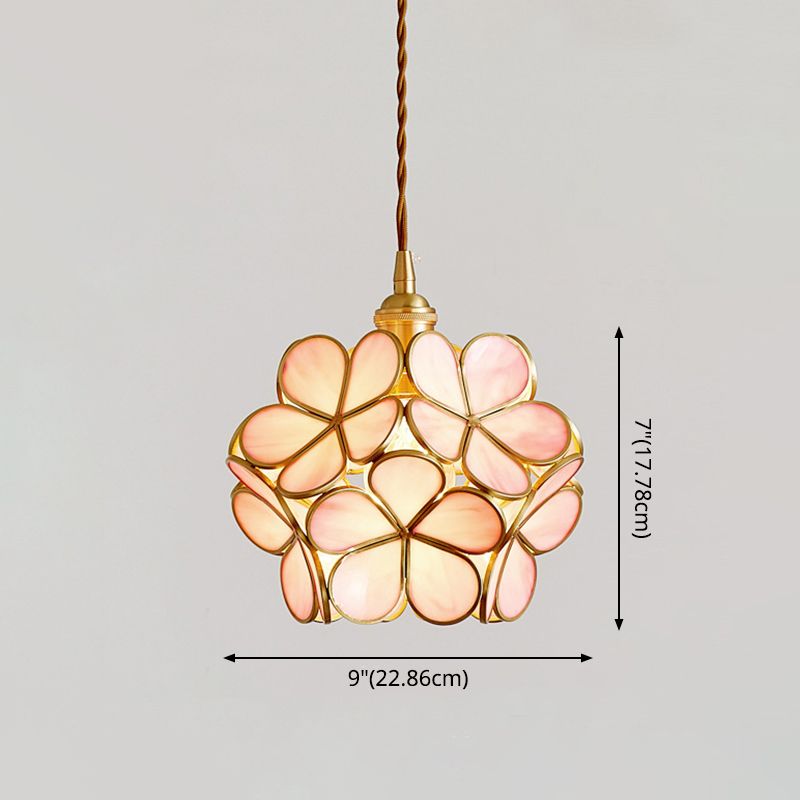 1 Light Flower Hanging Ceiling Light Nordic Style Metallic Down Lighting Pendant  for Restaurant