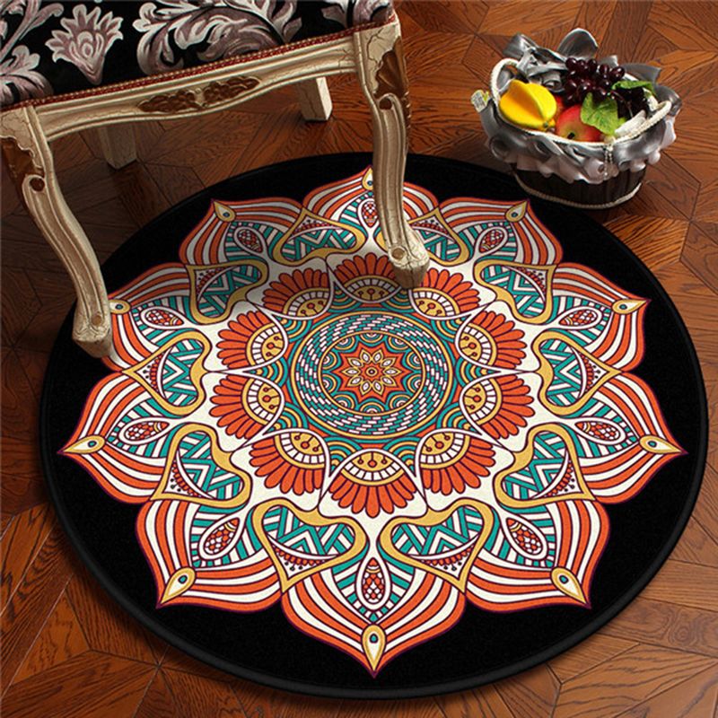 Americana Southwestern Floral Rug Orange and Red Polyester Rug wasbaar tapijt voor slaapkamer