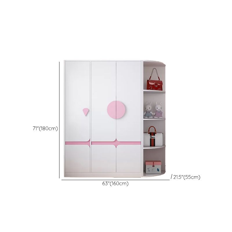 Modern Solid Wood Kid Wardrobe with Garment Rod and Lower Storage Cabinet