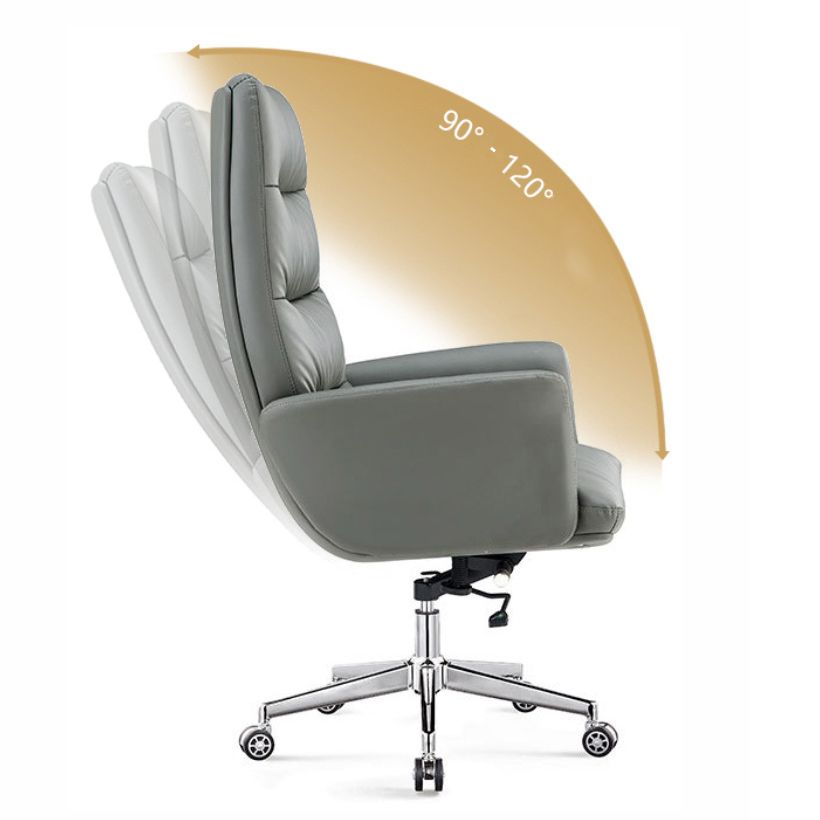 Modern Fixed Arms Desk Chair Height-adjustable Office Chair with Wheels