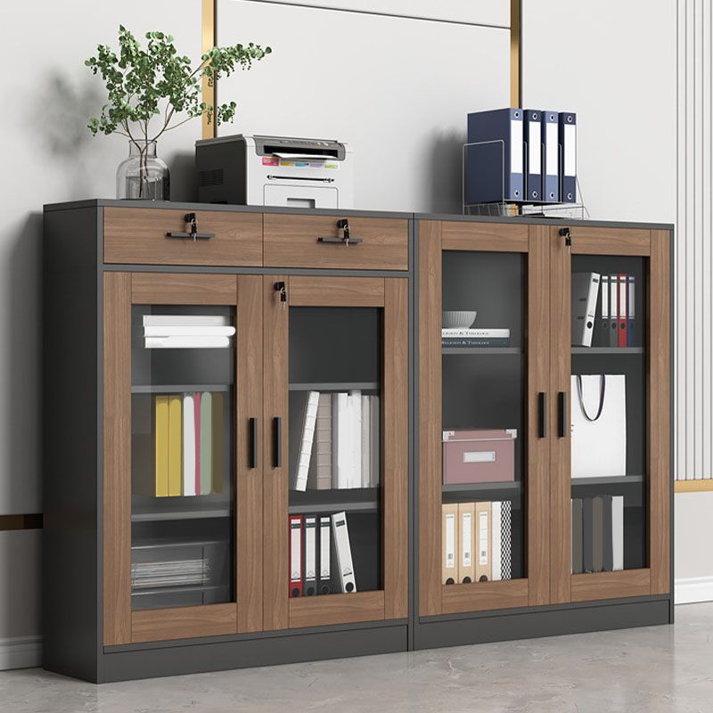 Contemporary File Cabinet Solid Wood Frame Vertical File Cabinet with Key Lock