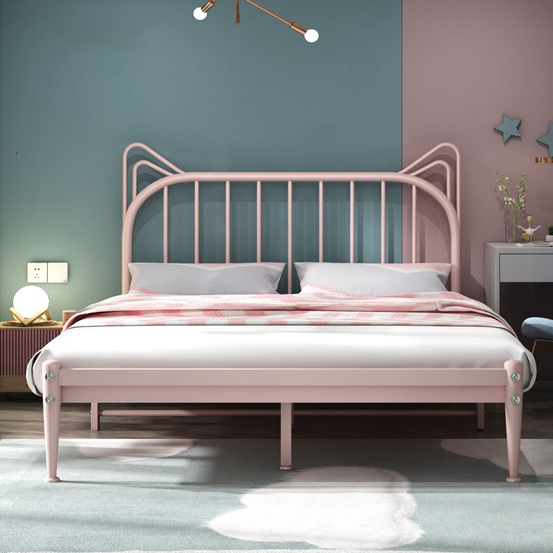 Scandinavian Metal Headboard Princess Slat Mattress Queen Low Profile Bed