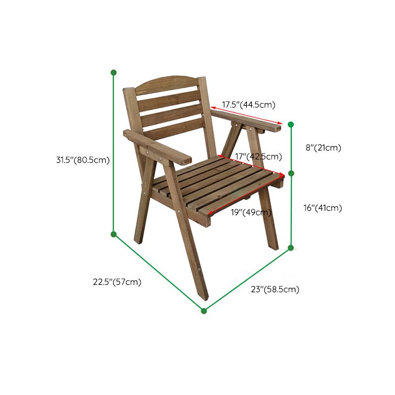 Contemporary Outdoor Chair Solid Wood Folding Brown Patio Dining Chair