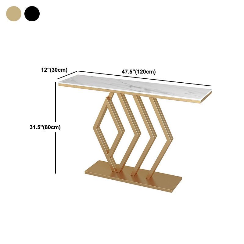 Contemporary Stone Console Sofa Table Rectangle Iron End Table for Hall