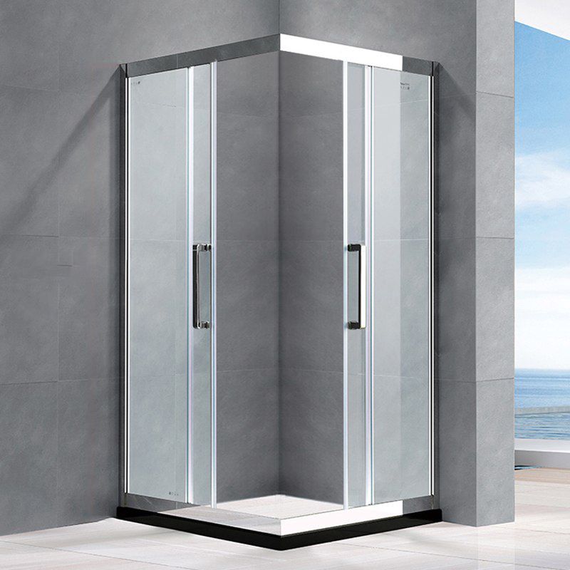 Framed Tempered Glass Shower Kit Corner Double Sliding Shower Kit