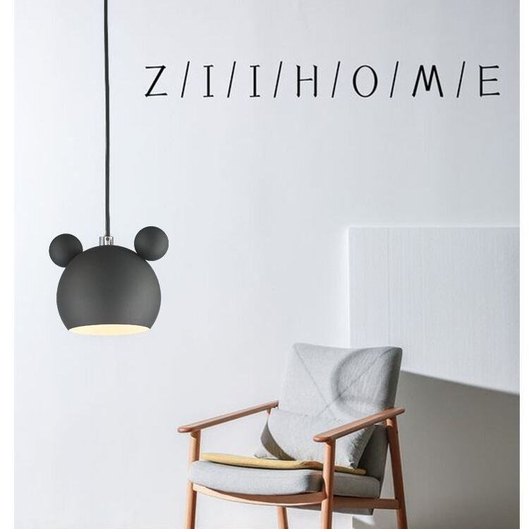 1 Light Bear Pendant Lighting Macaron Iron Pendant Ceiling Lights for Bedroom with Hanging Cord