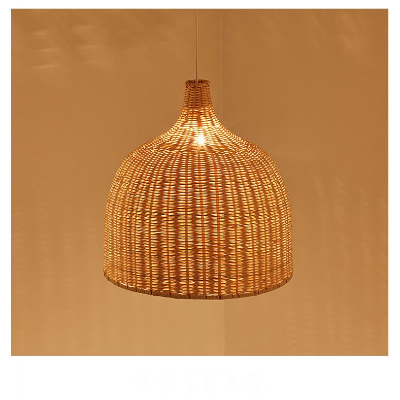 Lampada a sospensione cupola investita a mano in bambù cinese Bamboo tavolo da pranzo a bulba Luce a soffitto in beige