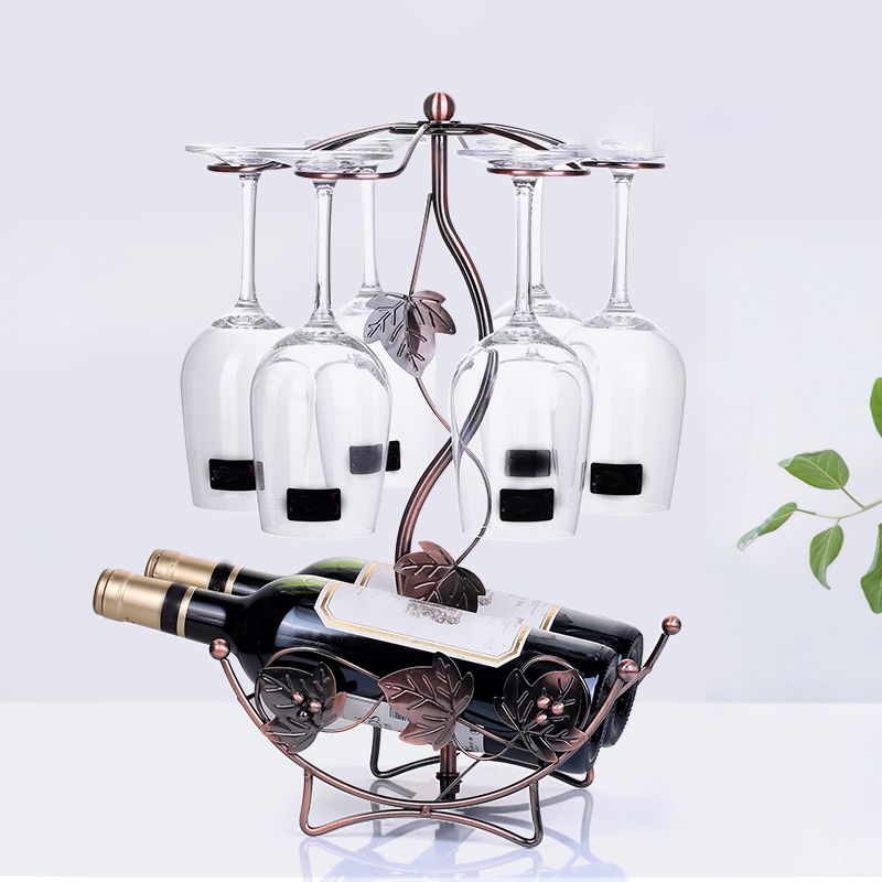 Metal Countertop Wine Glass Stemware Rack Holder Contemporary Bottle Rack Single Rail