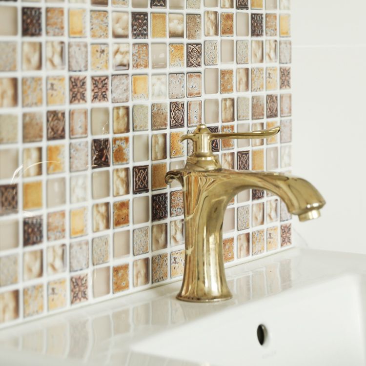 Plastic Peel & Stick Mosaic Tile Mosaic Tile Wallpaper with Square Shape