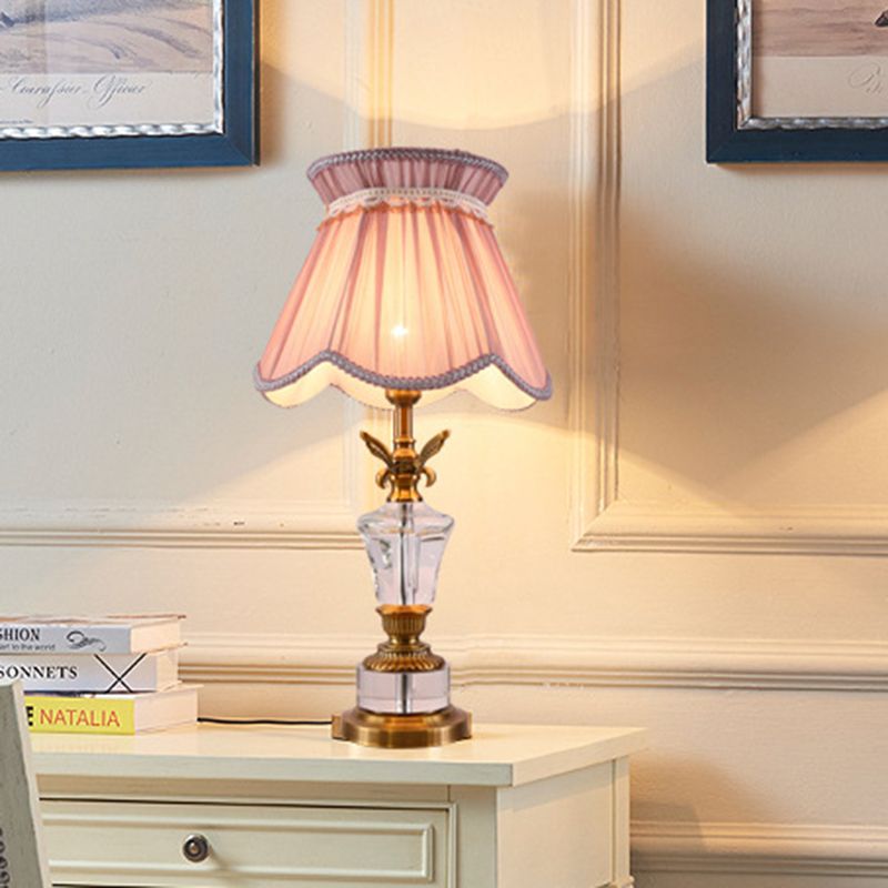 Lampada da tavolo in tessuto modernista 1 lampadina di lettura in rosa con finiture intrecciate