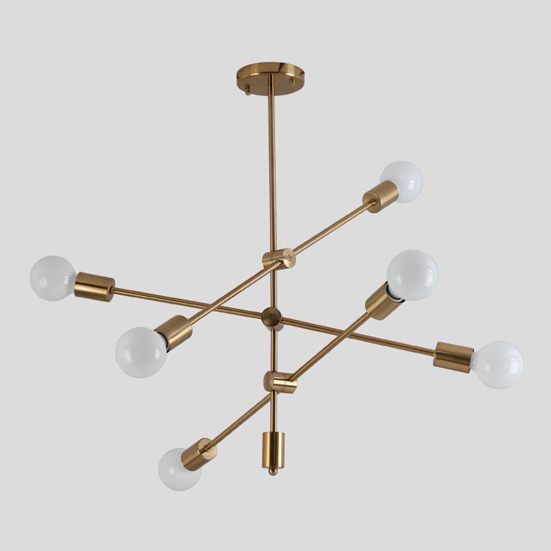 Postmodern Style Chandelier Light Fixture Exposed Bulb Metal Pendant Light