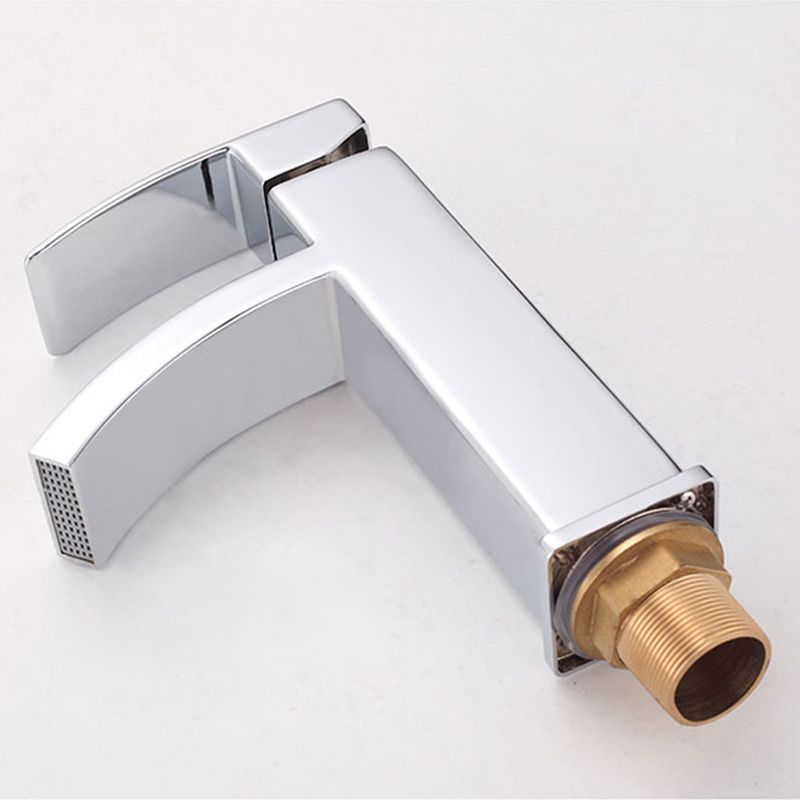 Cubic Chrome Bathroom Faucet Low Arc Single Handle Vessel Faucet